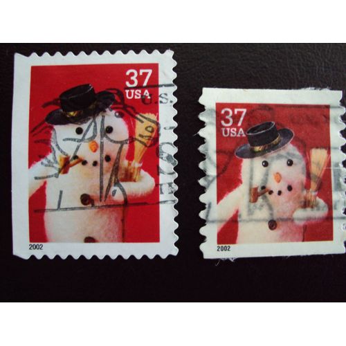 Etats-Unis...37 U.S.A.Série Christmas : Bonhomme De Neige (Petit & Grand Format) Oblitéré.