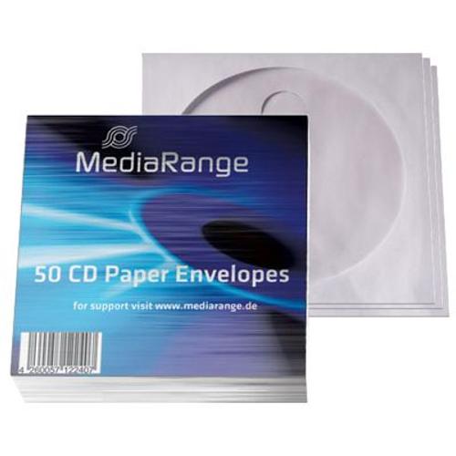 MediaRange 50 Pochettes papier pour CD et DVD - blanc