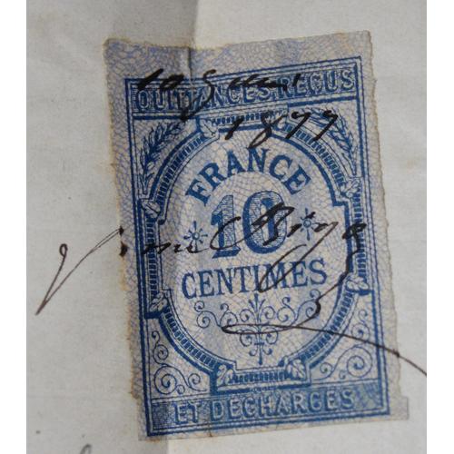 Timbre Quittance 10 Centimes  ( Année 1877 )