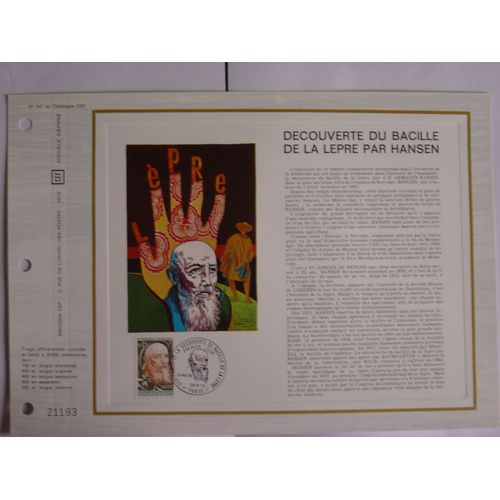 3 Feuillets Philatéliques Cef France 247, 248 Et Cef Monaco 77 - Découverte Du Bacille De La Lèpre Par Hansen, Louis Pasteur, Lutte Contre Le Cancer.