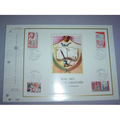 3 Feuillets Philatéliques Cef Monaco 53 Et Cef France 250 Et 318 - Théâtre :    Théâtre Et Littérature, Molière, Maurice Pottecher Et  Le Théâtre Du Peuple De Bussang.