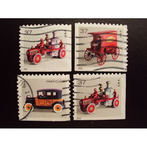 Etats-Unis...Lot De 4 Timbres U.S.A. Jouets : Les Tacots. Oblitérés.