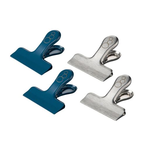 Fackelmann 26838 Lot De 4 Clips À Sachet En Inox, Clips Fermeture Sachet Alimentaire, Pince Sachet Alimentaire, Pince Fermeture Sachet Alimentaire, Acier Inoxydable, 5,5 Cm