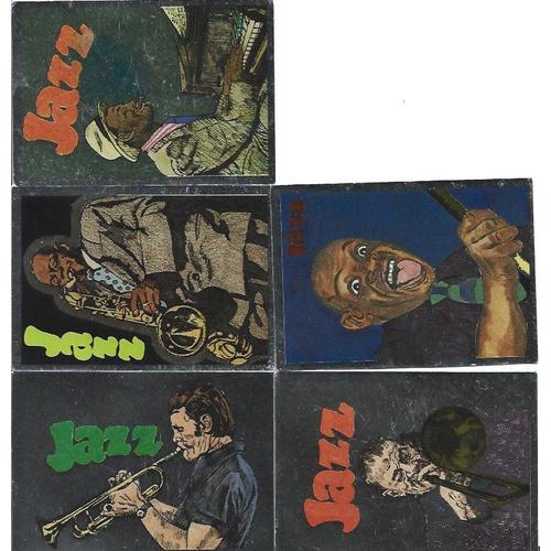 5 Autocollants Panini Stickers 1987 : Argentés / Jazz