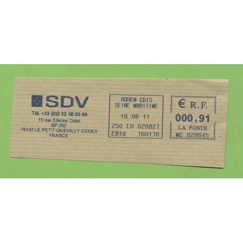 Timbre Oblitéré Used Stamp Ema Sdv Le Petit Quevilly Seine Maritime 0,91 Euro 16.06.11 France
