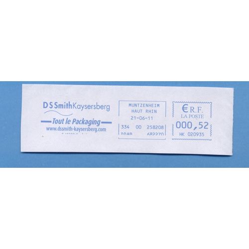 Timbre Oblitéré Used Stamp Ema Ds Smith Kaysersberg Packaging Muntzenheim 0,52 Euro 21.06.11 France