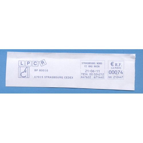 Timbre Oblitéré Used Stamp Ema Lpcr Strasbourg 0,74 Euro 21.06.11 France