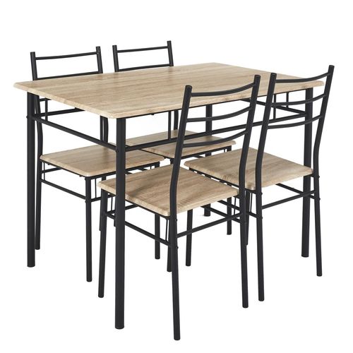 Ensemble Table À Manger Et 4 Chaises Kalo - Marron Et Noir
