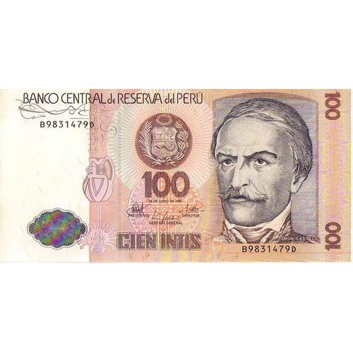 Billet De Cien Intis Perou 1987