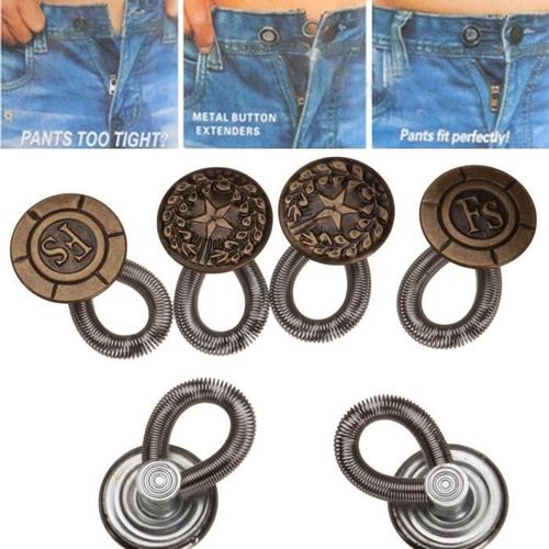 6pcs Expander Bouton Fix Taille Extensible Métal Pantalons Jeans Homme/Femme