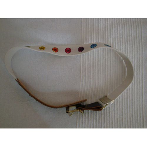Ceinture Élastiquée Et Cuir Fille 8 Ans Blanche Motif Boutons Couleur