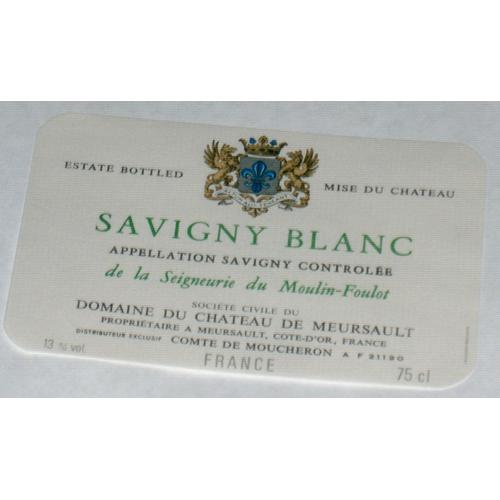 Etiquette Ancienne Vin Wine Label Savigny Blanc De La Seigneurie Du Moulin Foulot Chateau De Meursault Blason Lys Dragon