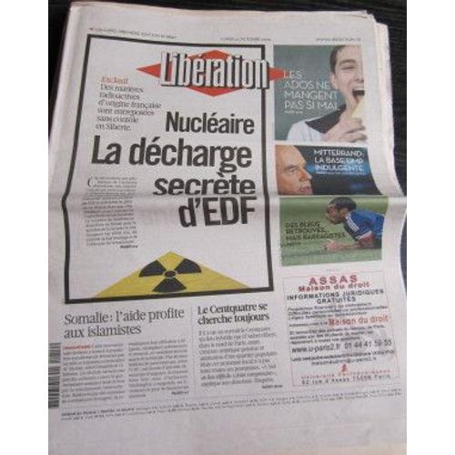 Libération Du 12/10/09 N° 8840 : La Décharge Secrète De L'edf