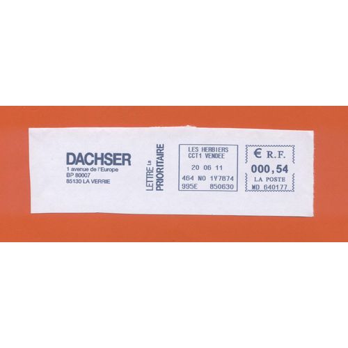 Ema Empreinte Machine À Affranchir Postage Meter Footprint Dachser 0,54 Euro 20.06.11 France