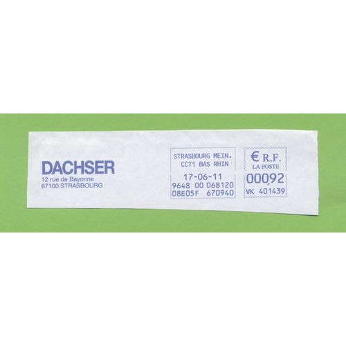Ema Empreinte Machine À Affranchir Postage Meter Footprint Dachser Strasbourg 0,92 Euro 17.06.11 France