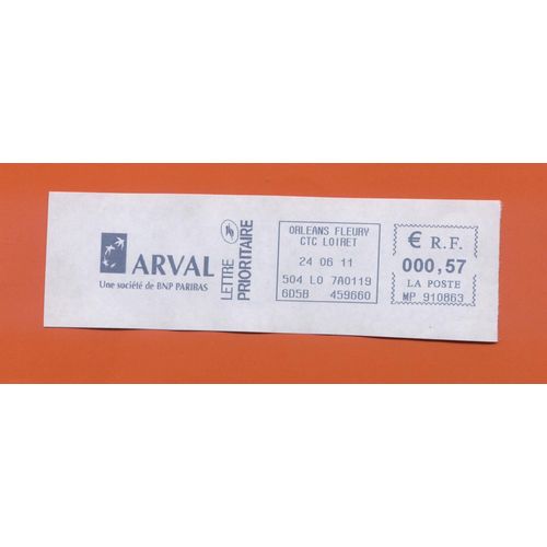 Ema Empreinte Machine À Affranchir Postage Meter Footprint Arval Orleans Fleury 0,57 Euro 24.06.11 France