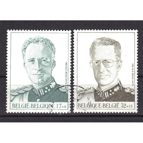 Belgique 1998 : Roi Léopold 3 / Roi Baudouin 1er - Série De 2 Timbres Oblitérés