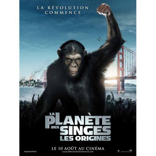 La Planète Des Singes : Les Origines (Rise Of The Planet Of The Apes) - Véritable Affiche De Cinéma - Format 120x160 Cm - De Rupert Wyatt Avec James Franco, Freida Pinto,  John Lithgow - Année 2011