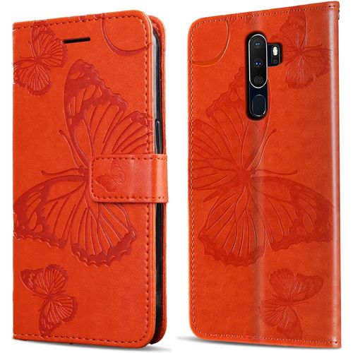 Coque Pour Oppo A9 2020 / Oppo A5 2020, Papillon Imprim¿¿ Housse En Cuir Pu Magn¿¿Tique Portefeuille, ¿¿Tui ¿¿ Rabat Pour Oppo A9 2020 / Oppo A5 2020, Orange