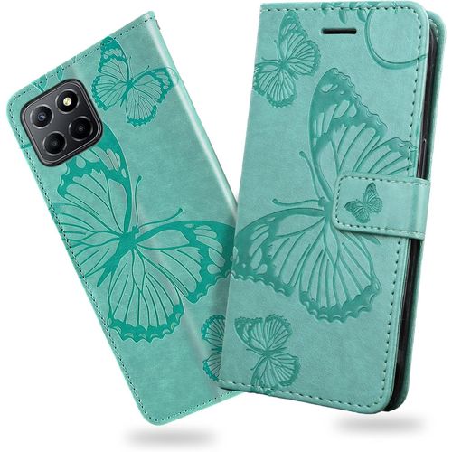 Coque Pour Huawei Honor X8 5g / Honor X6 5g, Papillon Imprim¿¿ Housse En Cuir Pu Magn¿¿Tique Portefeuille, ¿¿Tui ¿¿ Rabat Pour Huawei Honor X8 5g / Honor X6 5g, Vert