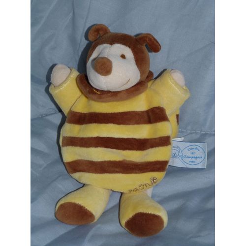 Abeille Doudou Et Compagnie Jaune Et Marron 22 Cm Ponpon