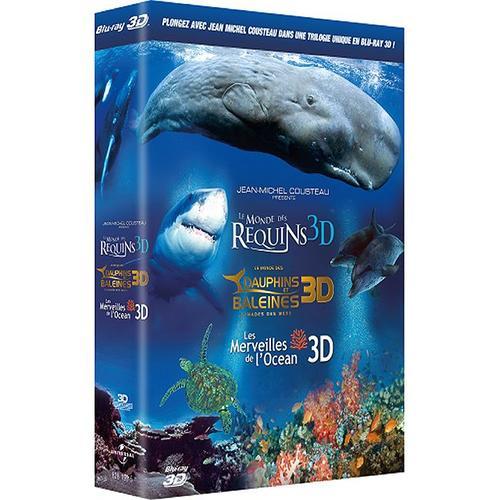 Le Monde Des Requins 3d + Le Monde Des Dauphins Et Des Baleines, Nomades Des Mers 3d + Les Merveilles De L'océan 3d - Coffret - Blu-Ray 3d Compatible 2d