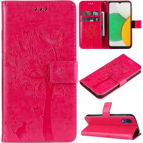 Coque Pour Samsung Galaxy A03 Core, Etui Samsung A03 Core, Antichoc Tpu Housse Cuir Flip Case Portefeuille Etui Rabat [Magn¿¿Tique] Coque De Protection Fentes Pour Cartes Cover (Ros¿¿)