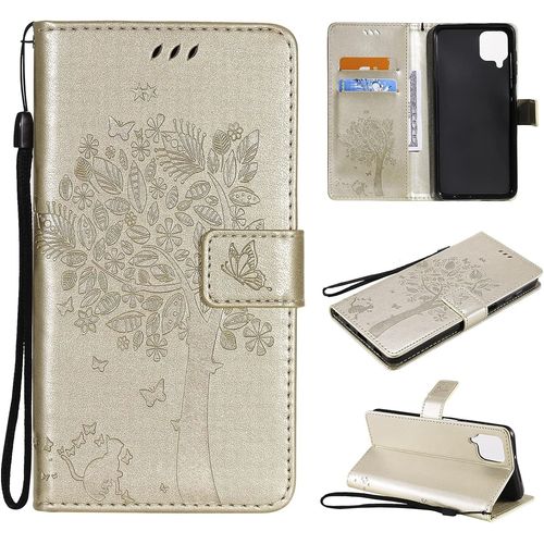 Coque Pour Samsung Galaxy A03 Core, Etui Samsung A03 Core, Antichoc Tpu Housse Cuir Flip Case Portefeuille Etui Rabat [Magn¿¿Tique] Coque De Protection Fentes Pour Cartes Cover (Or)