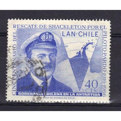 Chili 1967 Pa236 : Cinquantenaire Du Sauvetage De Shackleton Par Le Pilote Pardo (1916) - Timbre Oblitéré
