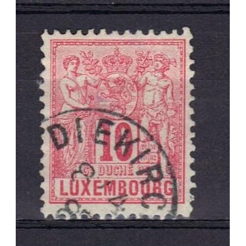 Luxembourg 1882 : Armoiries - Timbre 10 C. Rose Oblitéré