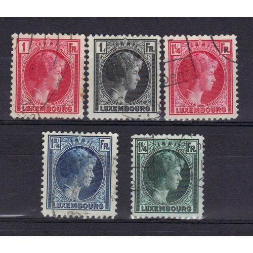 Luxembourg 1930 : Grande-Duchesse Charlotte - Série De 5 Timbres Oblitérés