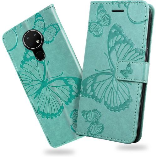 Coque Pour Nokia 7.2 / Nokia 6.2, Papillon Imprim¿¿ Housse En Cuir Pu Magn¿¿Tique Portefeuille, ¿¿Tui ¿¿ Rabat Pour Nokia 7.2 / Nokia 6.2, Vert
