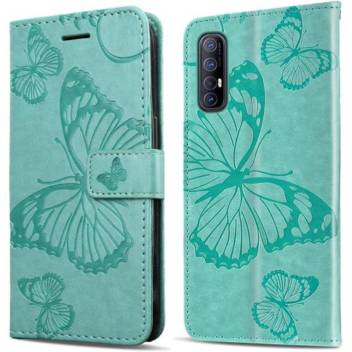 Coque Pour Oppo Find X2 Neo/Oppo Reno 3 Pro 5g, Papillon Imprim¿¿ Housse En Cuir Pu Magn¿¿Tique Portefeuille, ¿¿Tui ¿¿ Rabat Pour Oppo Find X2 Neo/Oppo Reno 3 Pro 5g, Vert