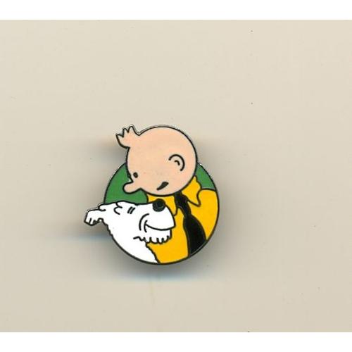 Pin's Bd Tintin Et Milou : Médaillon Rond ;  Sans Couvre-Chef