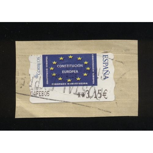 Timbre Oblitéré Used Stamp Vignette Affranchissement 3,15 Euro Constitucion Europea Espagne Spain Sur Fragment 4/2/2005