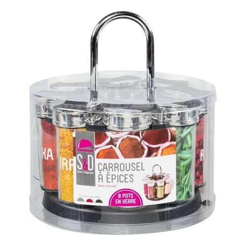 Carrousel Epices 8pots Couv Plastique Saveur Et Degustation Km4085