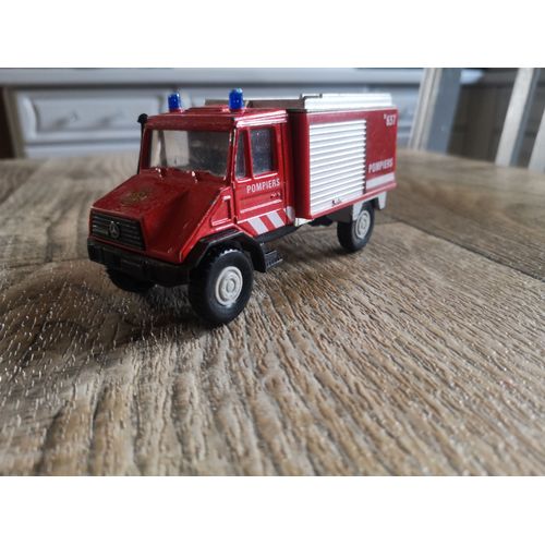 Jouet Theme Pompiers Unimog Mercedes Welly N° 99618 12 Cm X 4.50 Cm X 6 Cm