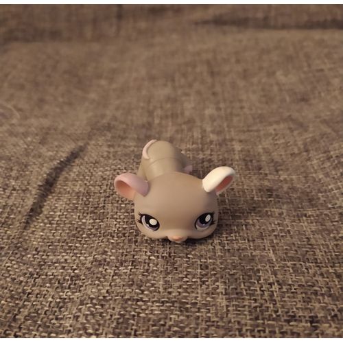 Petshop Lps #1327 Souris Grise Avec Une Oreille Blanche Et Une Rose Aux Yeux Violets