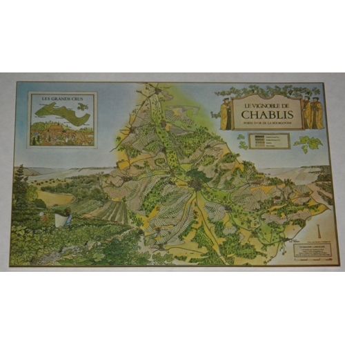 Carte Postale Ancienne Le Vignoble De Chablis + Carte Grands Crus En Haut À Gauche Origine Domaine Laroche Editions Mage