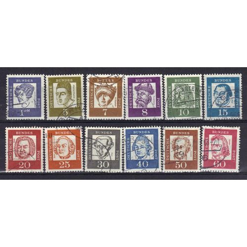 Allemagne Federale 1961 : Allemands Célèbres - Série De 12 Timbres Oblitérés