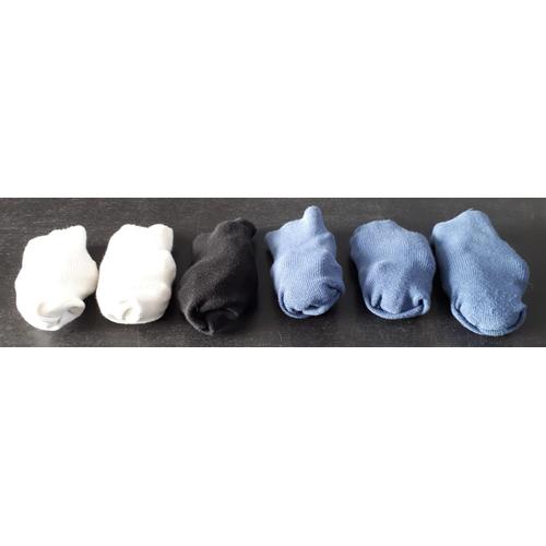 Lot De 6 Paires De Chaussettes Forme Tube - Coton/Polyester Légèrement Extensible - Taille 39 - 2 Paires Blanches + 1 Paire Noire + 3 Paires Bleues