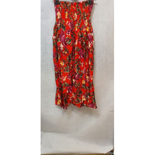 Jupe D'ete Longue Rouge Fleur Femme Zeva Paris Taille Du 38 Au 42