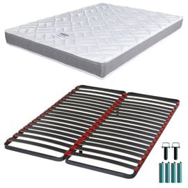 Matelas Mousse + Sommier Métal C39 160x200 Morgan - Hauteur 17 Cm - Soutien Ferme