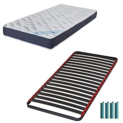 Matelas Mousse + Sommier Métal C39 90x190 Melior - Hauteur 20 Cm - Soutien Ferme