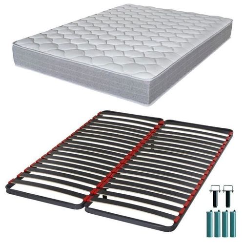 Matelas Mousse + Sommier Métal C39 160x200 Madere - Hauteur 24 Cm - Soutien Ferme