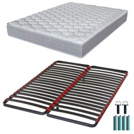 Matelas Mousse + Sommier Métal C39 160x200 Madere - Hauteur 24 Cm - Soutien Ferme