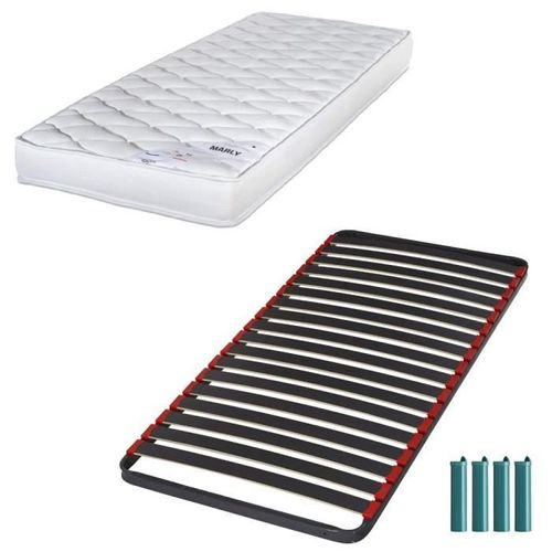 Matelas Mousse + Sommier Métal C39 90x190 Marly - Hauteur 15 Cm - Soutien Ferme