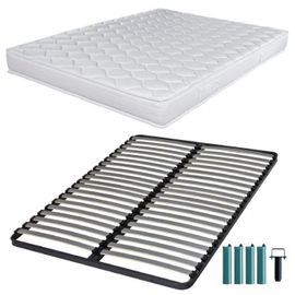Matelas Mousse + Sommier C220 140x190 Montana - Hauteur 18 Cm - Soutien Équilibré