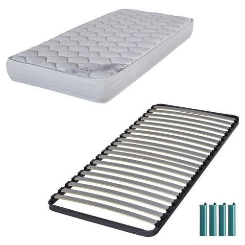 Matelas Mousse + Sommier C220 90x190 Montana - Hauteur 18 Cm - Soutien Équilibré