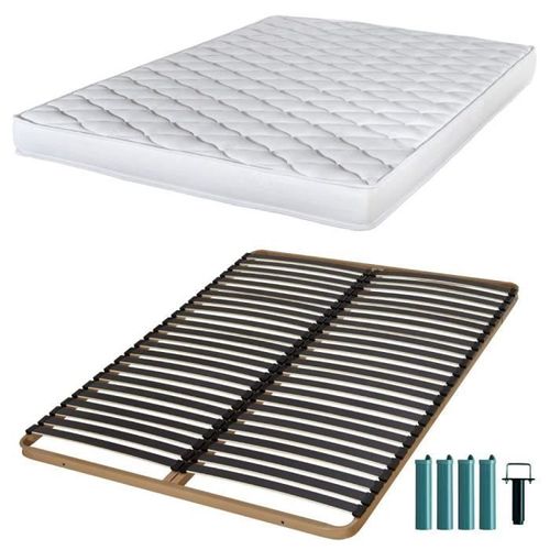 Matelas Mousse + Sommier Métal C224 120x190 Marly - Hauteur 15 Cm - Soutien Ferme